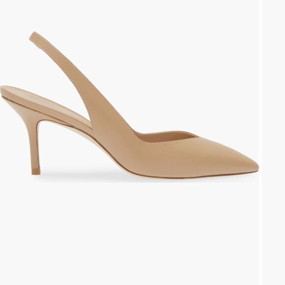 Stuart Weitzman Eva Pointed Toe Slingback Pumps - Picture 3 of 8